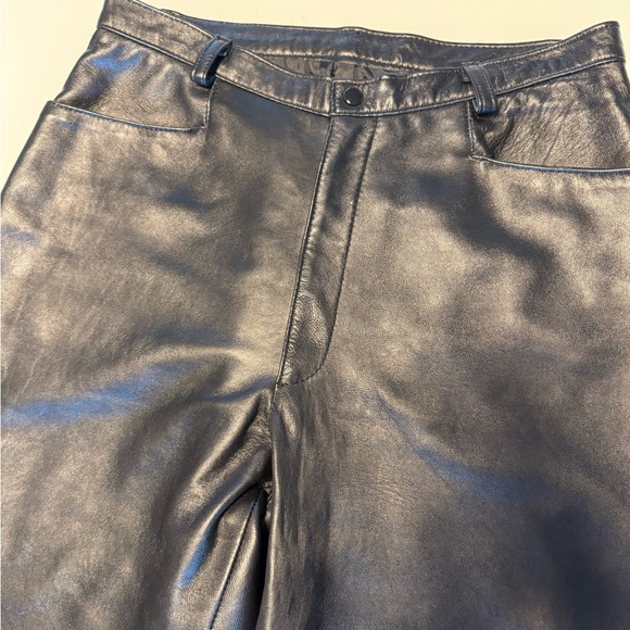 Cuir Zebra Women’s Real Leather Black Pants size 11/12 - Picture 4 of 9